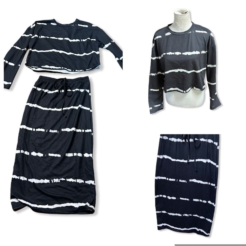 Shein Skirt Set Cropped Top Tie Dye Watercolor Size 6